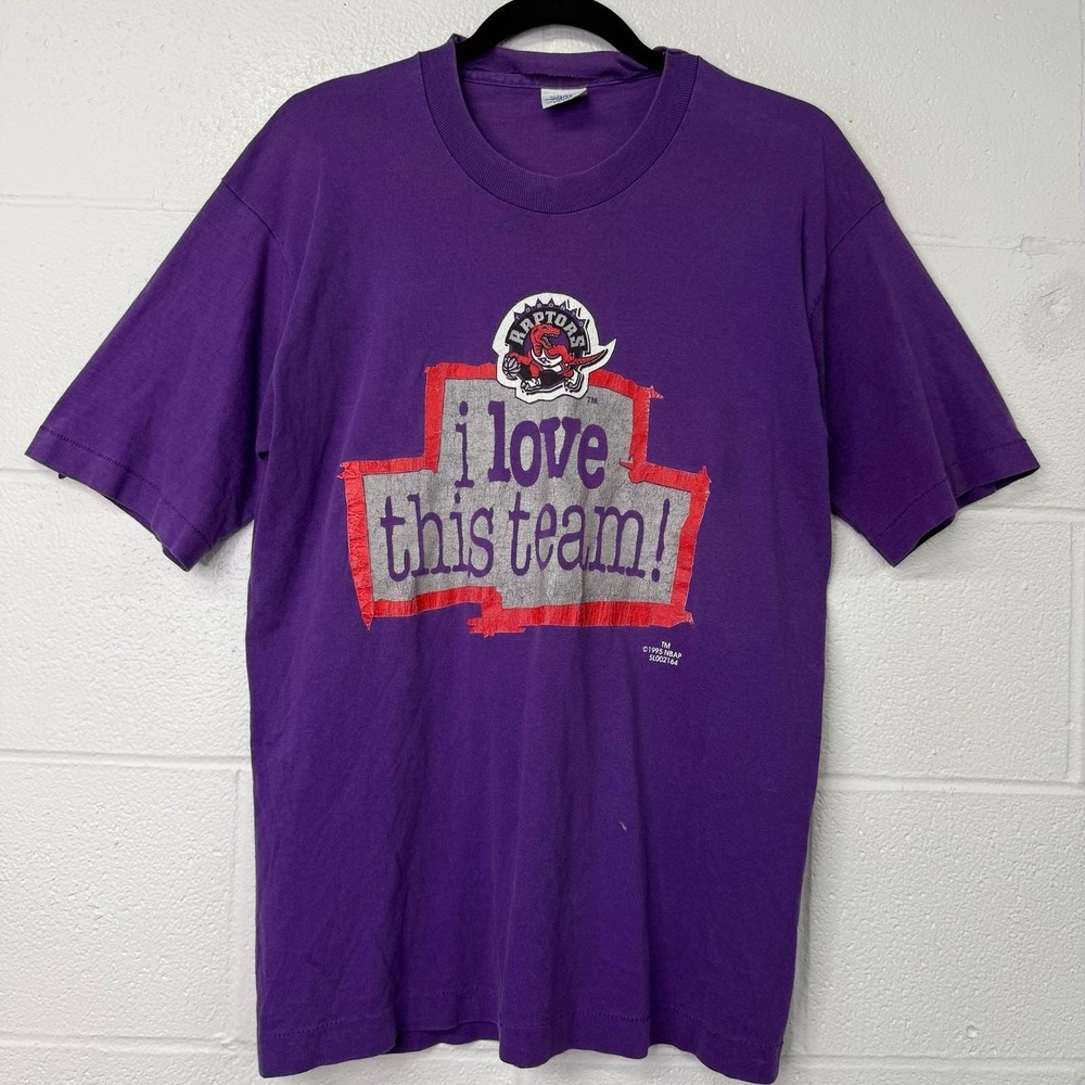Vintage 90s Toronto Raptors I Love This Team NBA Basketball T-Shirt Salem 18-20